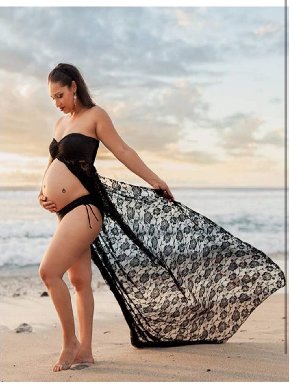 Black Maternity Chiffon Gown